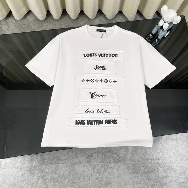 Louis Vuitton Ss24 Patch Print Embroidered Multi-Panel Short-Sleeve T-Shirt - Ma