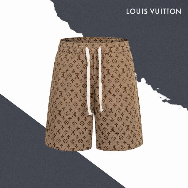 Style Number Sl65 Louis Vuitton Full-Print Logo Jacquard Denim Shorts Drawstring