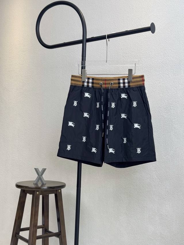 Style Number X156 Burberry Logo Pattern Beach Shorts With Internal Drawstring Co