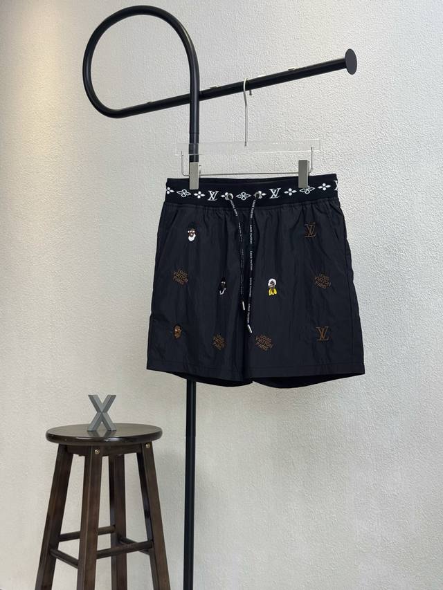 Style Number X155 Lv Louis Vuitton Logo Pattern Beach Shorts With Inner Drawstri