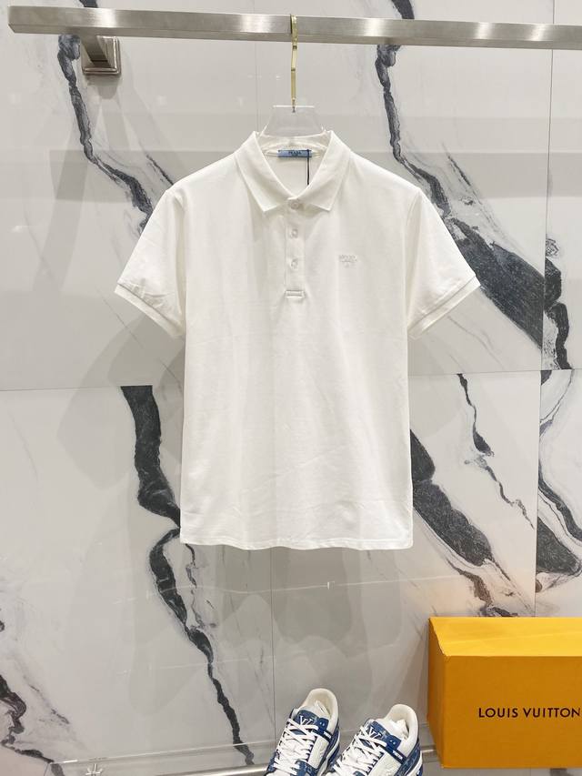 Prada Prada Collared Polo Shirt Minimalist Business-Style Letter Embroidered Log