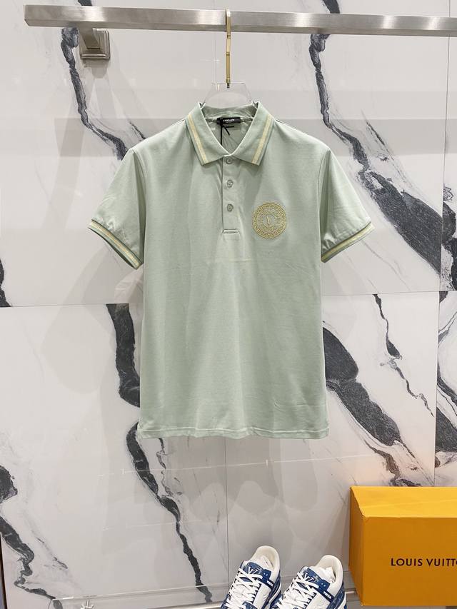 Versace Versace Collared Polo Shirt Circular Brand Letter Logo With Gold Thread