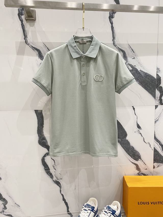 Dior Dior Collared Polo Shirt Simple Cd Letter Logo Embroidered Stripe Knit Coll