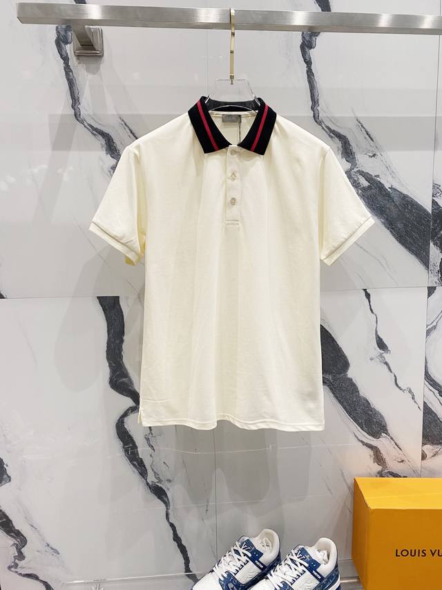 Dior Dior Collared Polo Shirt Contrast-Colored Woven Collar With Embroidered Let