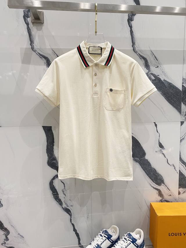 Gucci Gucci Collared Polo Shirt Gg Small Letter Logo Embroidered Pocket Badge Of