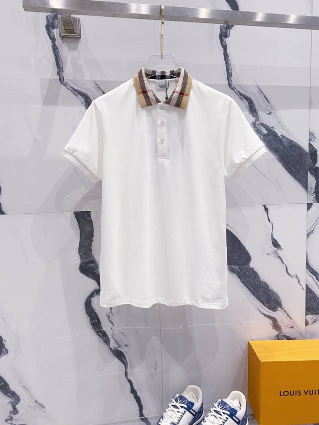 Burberry Burberry Collared Polo Shirt Brand Checkered Logo Woven Collar Design O