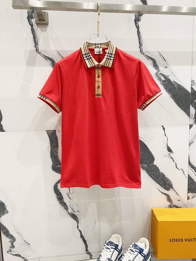 Burberry Burberry Collared Polo Shirt Brand Checkered Woven Collar With Logo Pat