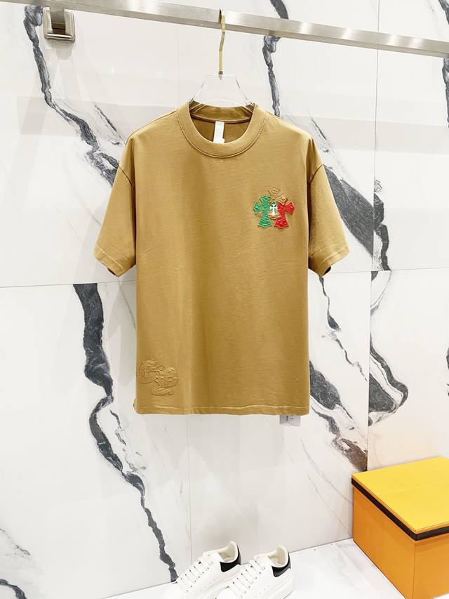 Chrome Hearts 320G Washed Short-Sleeve Shirt Front And Back Leather Sanskrit Col