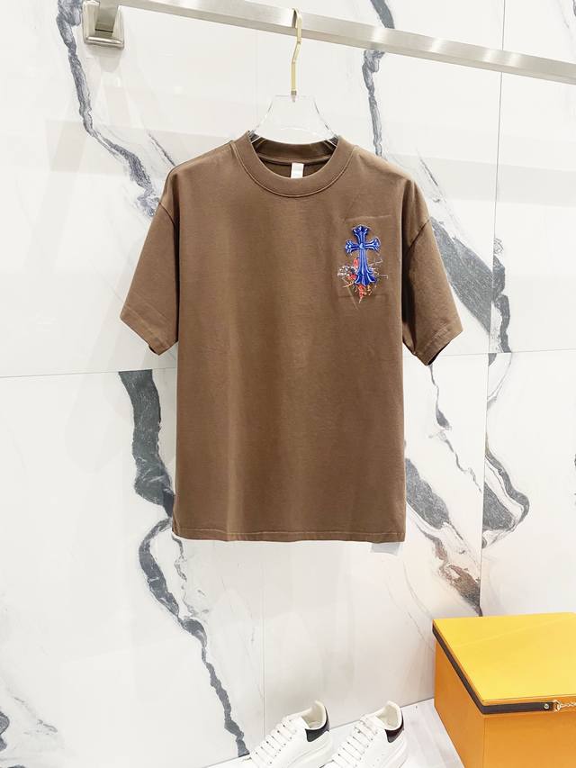 Chrome Hearts 320G Washed Short-Sleeve Shirt Front And Back Sanskrit Logo Cross
