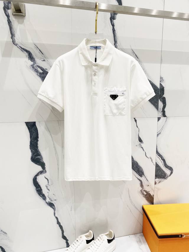 Prada Prada Collared Polo Shirt Nylon Pocket Zipper Design Brand Triangle Badge