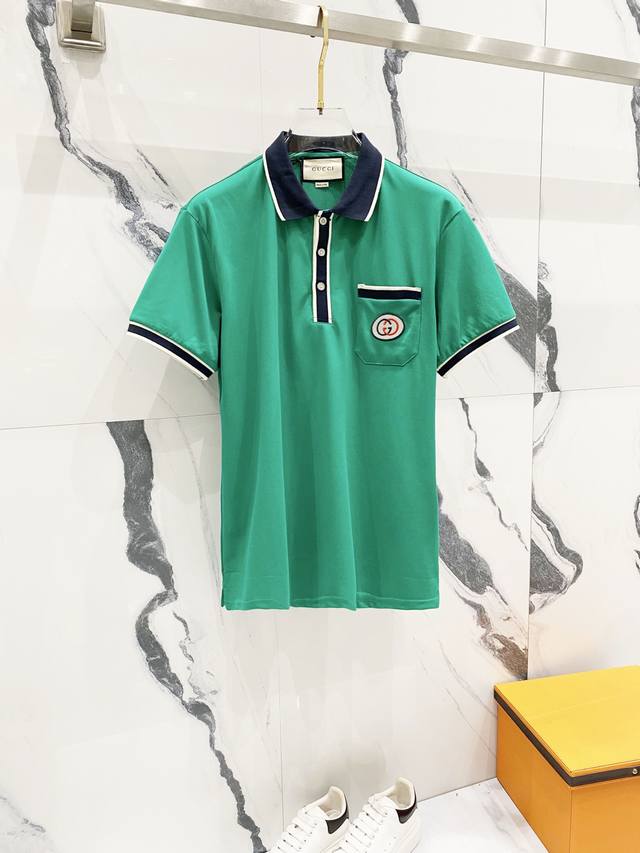 Gucci Gucci Collar Polo Shirt Color-Blocked Collar With Embroidered Pocket And G