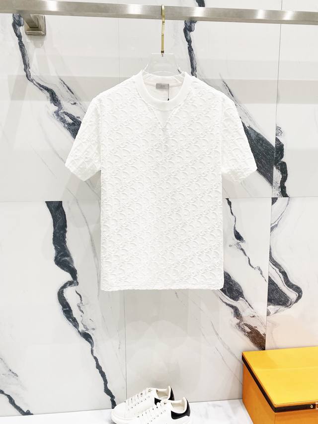 Dior Dior 320G Round Neck Short-Sleeve T-Shirt Classic Velvet Full-Print Letter