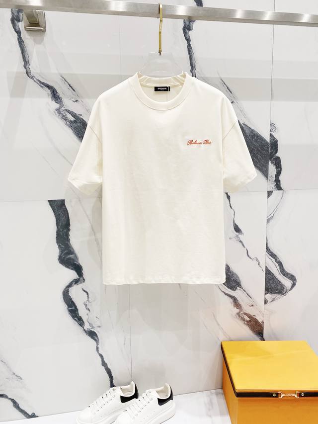 Balmain Balmain 260G Round Neck Short-Sleeve T-Shirt Embroidered Small Letter Lo