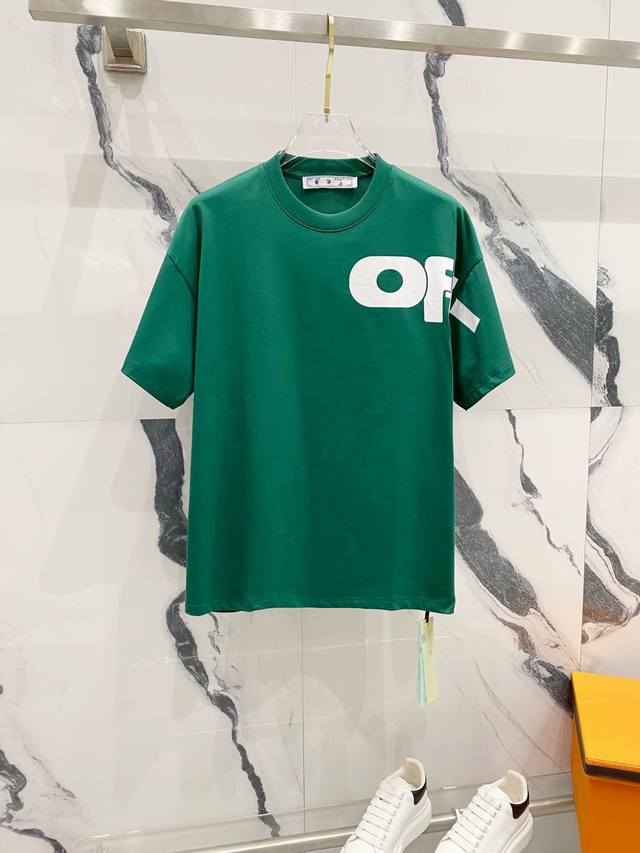 Off-White 260G Round Neck Short-Sleeve T-Shirt Creative Letter Logo Print Design