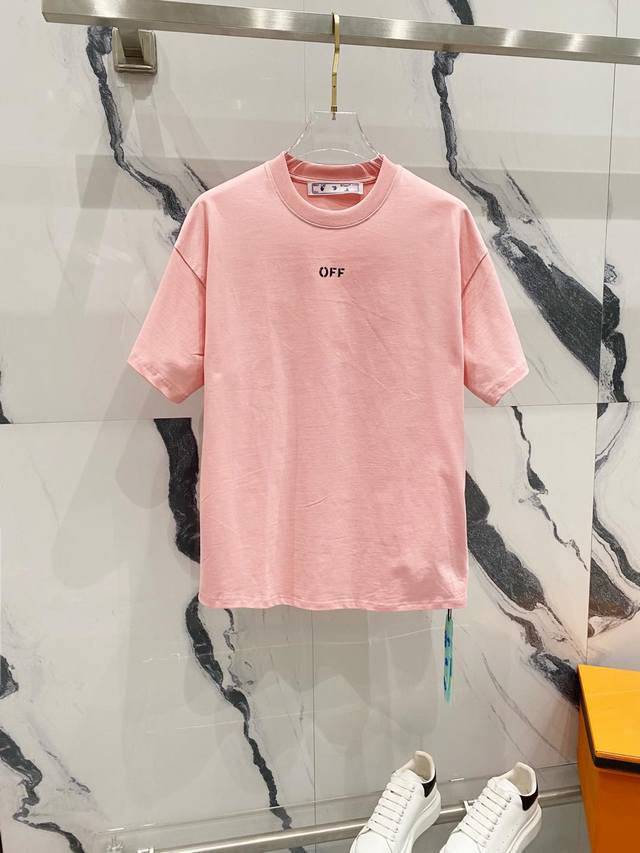 Off-White 260G Round Neck Short-Sleeve T-Shirt Small Letter Arrow Moon Print Log