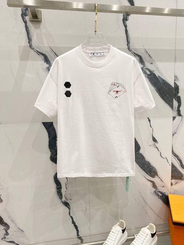 Off-White 260G Round Neck Short-Sleeve T-Shirt Creative Poker Letter Eye Print L