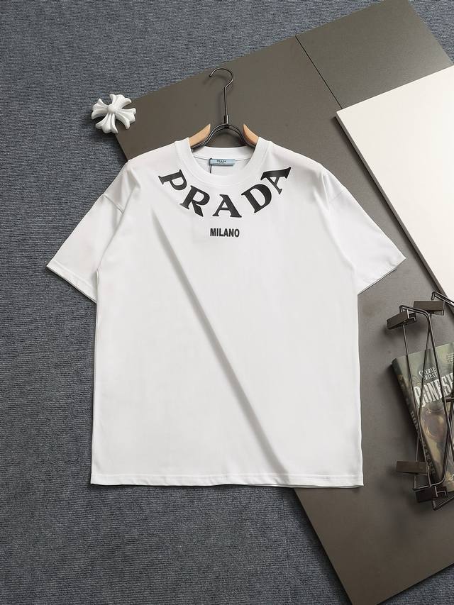 Prad* Slightly Wide Fit Xs-L Prada 25Ss New Short-Sleeve T-Shirt With Front Prin