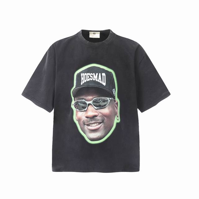 Vt9112 Jordan Big Face Jordan Portrait Print Washed Vintage Short-Sleeve T-Shirt