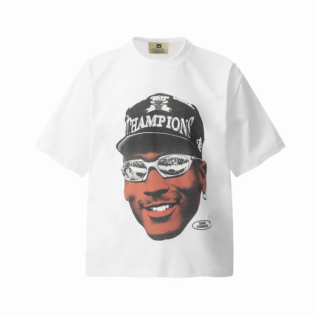 Vt936 Jordan Big Face Jordan Portrait Print Washed Vintage Short-Sleeve T-Shirt