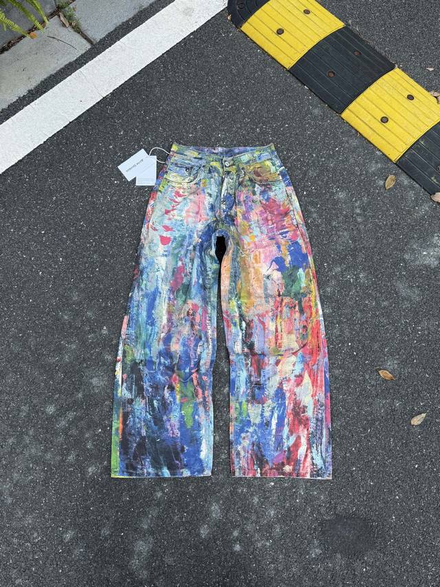 Ac530 Top-Tier Acne Studios Ss25 1981F Color-Printed Pattern Loose-Fit Low-Rise