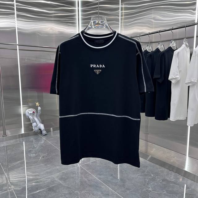 Pra 2025 Spring/Summer New Arrival Round Neck Short-Sleeve T-Shirt With Logo Tri