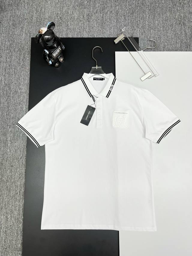 D&G Dolce & Gabbana Embossed New-Style Zipper Polo Shirt Authentic Fabric, Offic