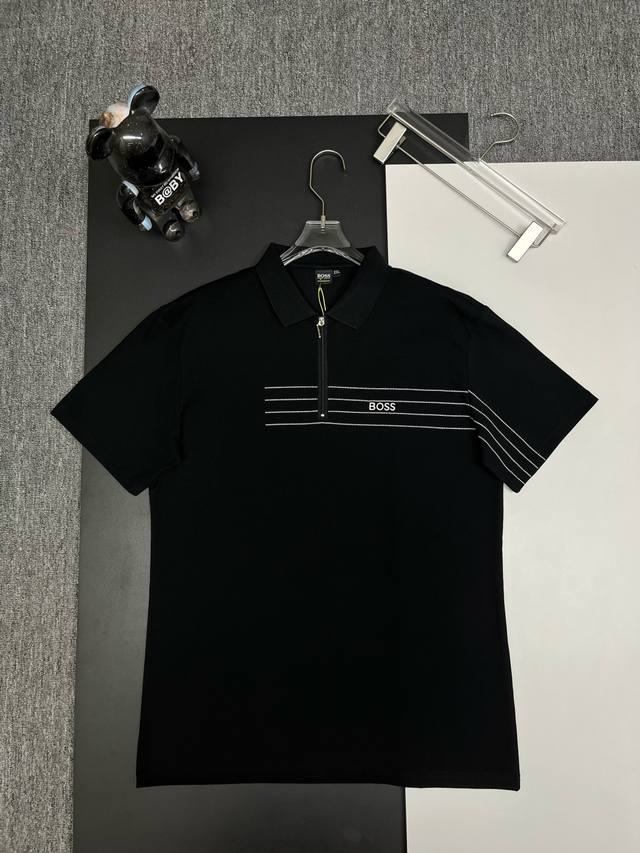 Boss Boss New Embroidered Zipper Polo Shirt Authentic Fabric, Official Version M