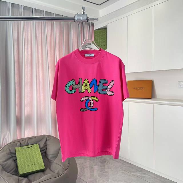 Chanel 2025 Spring/Summer New Arrival Double C Letter Logo Print Short-Sleeve T-