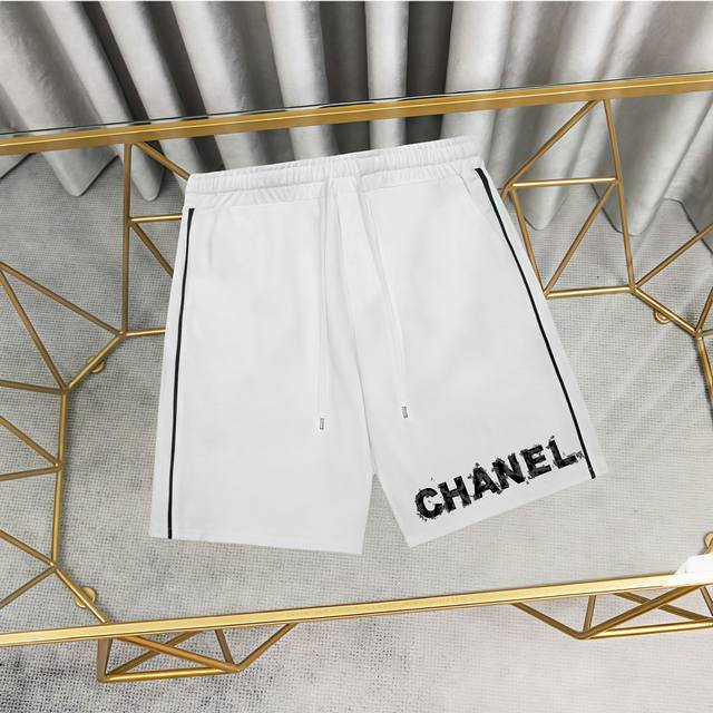 Chanel Chanel-Printed 100% Cotton Sweatpants Shorts 1:1 Authentic Fabric, 380Gsm