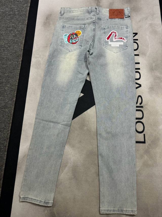 Oc-569 Evisu Dirty Vintage Denim Long Pants Evisu Lucky God Denim Pants Couple's