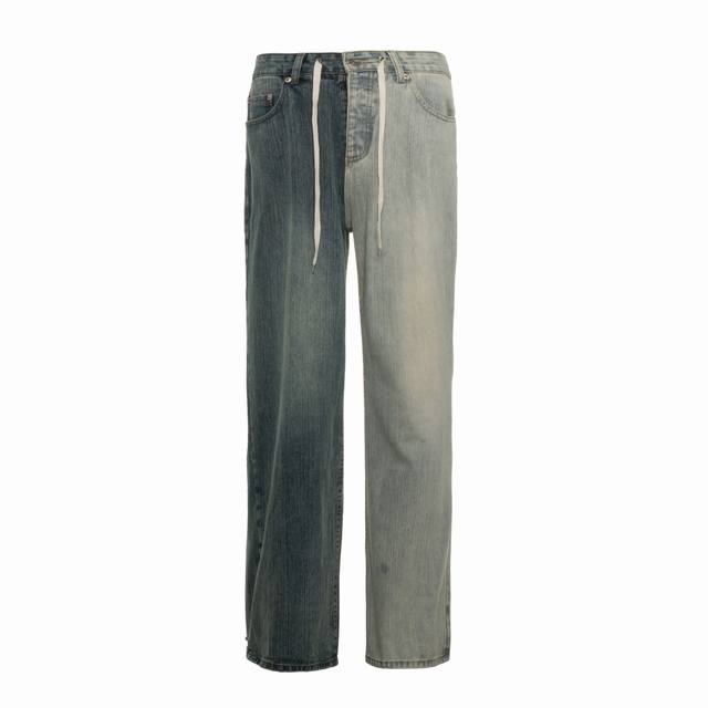 Balenciaga New Arrival Two-Tone Patchwork Vintage-Washed Couple's Relaxed-Fit De