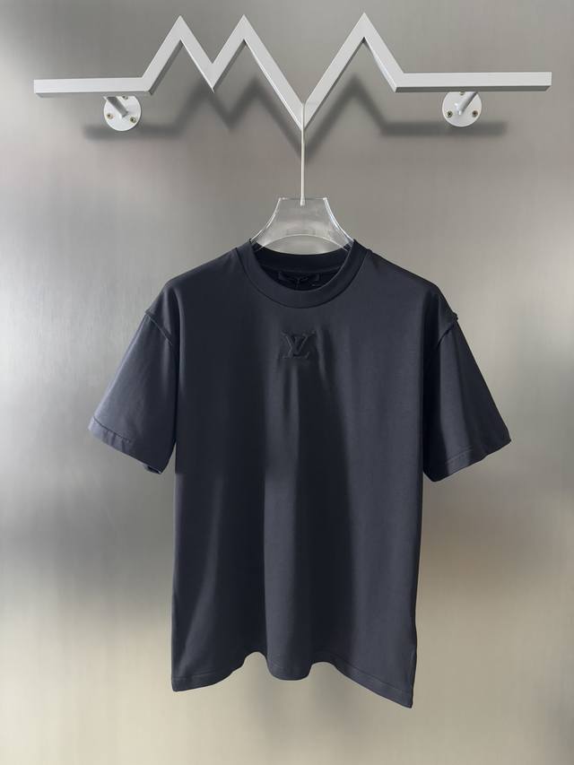 Louis Vuitton 25Ss 3D Embossed Lettering Round Neck Short-Sleeve T-Shirt Fabric