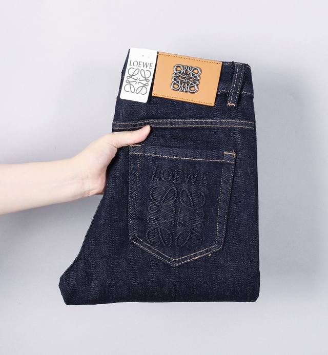 Loewe Classic Original Color Vintage Men's Slim-Fit Straight-Leg Denim Pants Wit