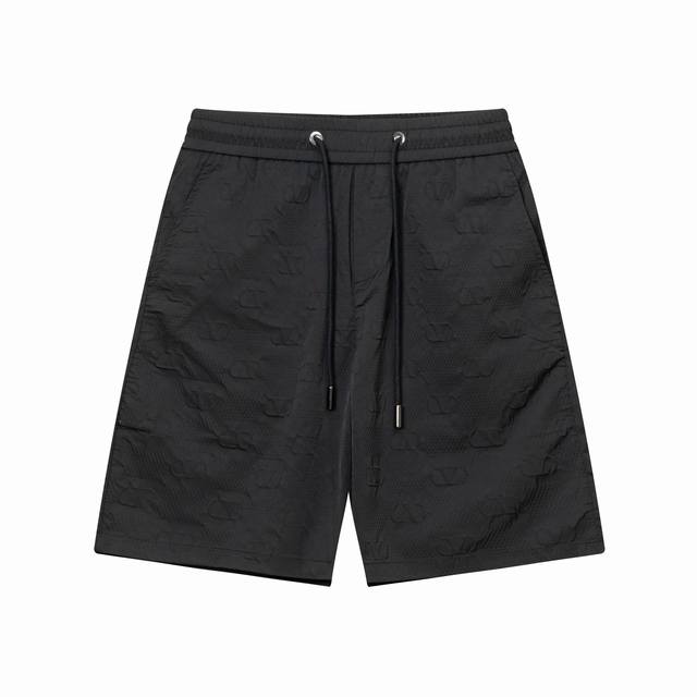 Valentino 2025 Spring/Summer New Quick-Dry Knit Shorts, Full 3D V-Letter Embroid