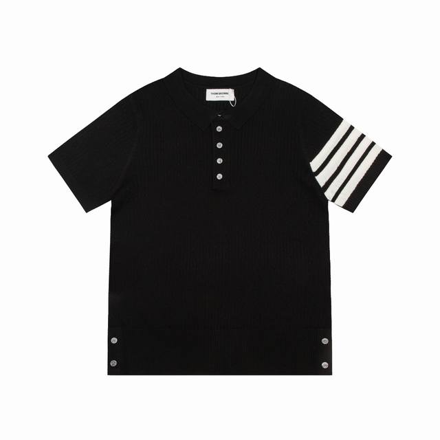 Thom Browne Four-Stripe Knit Polo Shirt Upgrade,Inspired By 1980S Retro Style, U