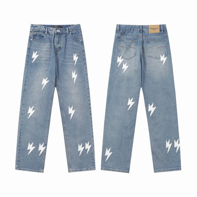 In Stock 008 Original Edition Amexnocap White Lightning Straight-Leg Denim Pants