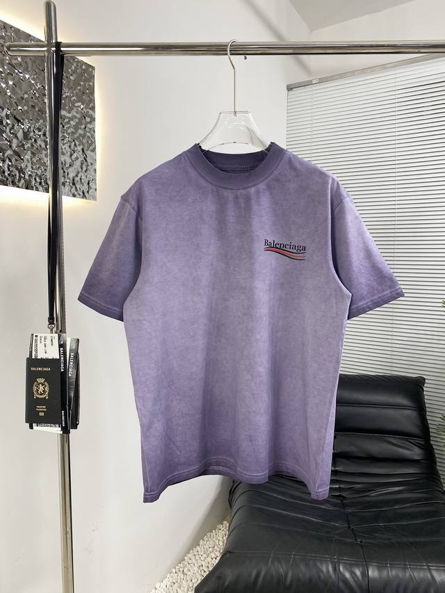 High-Quality Balenciaga Paris 25Ss New-Style Dyed Vintage-Look Short-Sleeve T-Sh