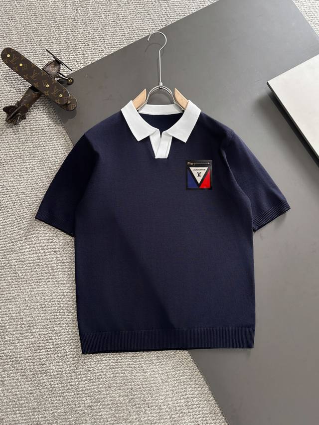 Next-Day Shipping High-Quality Lv 2025 Spring/Summer New Men's Collared Short-Sl