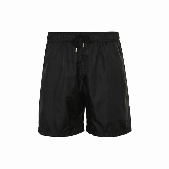 Moncler 25Ss Silicone Logo Nylon Shorts Back Pocket Black Label Sports Shorts Ma