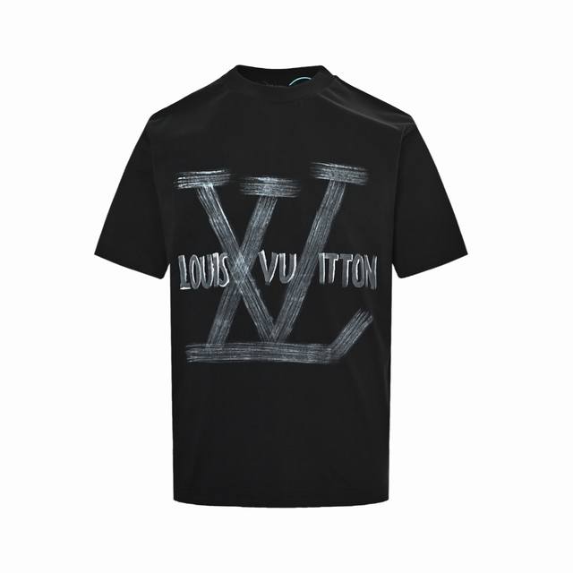 Louis Vuitton 25Ss Letter Graffiti Hand-Painted Print Short-Sleeve With Three La