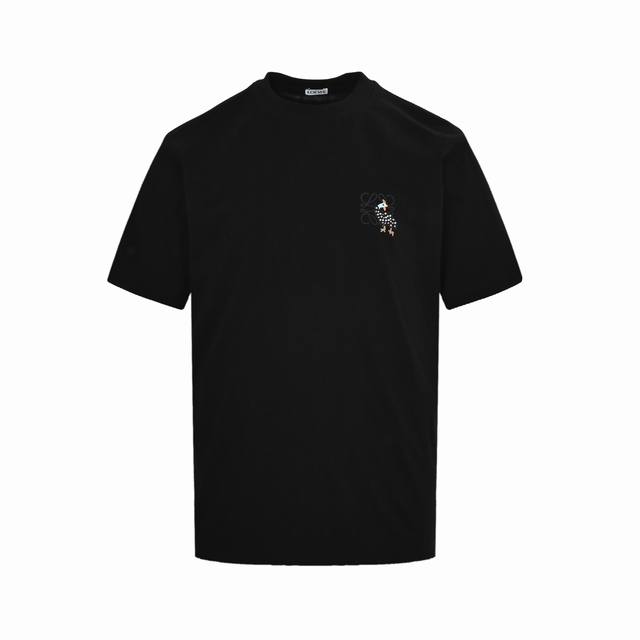 Loewe 23Ss Pearl Chicken Embroidered Short-Sleeve Made From 240Gsm 32-Count Doub