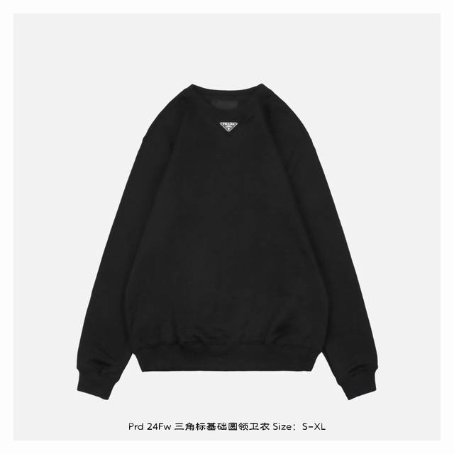 Prada 24Fw Triangle Logo Basic Round Neck Sweatshirt Custom Fabric G 100% Cotton