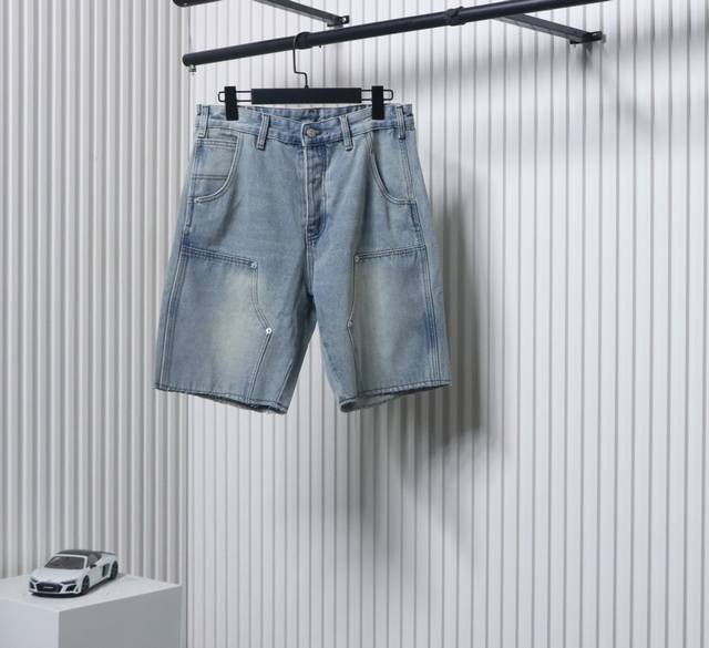 Margiela Workwear Washed Label 5-Inch Denim Shorts Made From 7S*7S Twill 100% Co