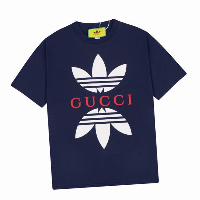 Gucci Summer New Arrival Three-Leaf Clover Collaboration Logo Round Neck Short-S