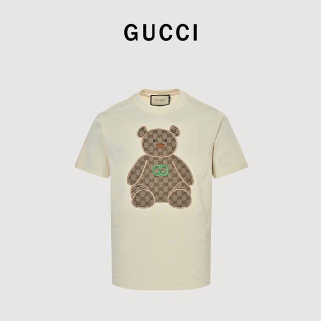 Gucci 25Ss Chest Embroidered Bear Short-Sleeve T-Shirt Tatami Embroidery Techniq