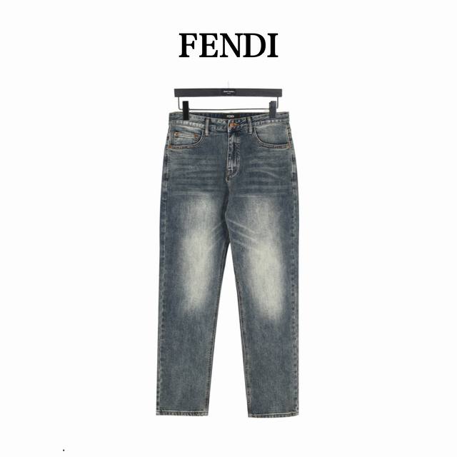 Fendi Fendi Colorful Embroidered Letter Denim Long Pants The Most Impressive Den