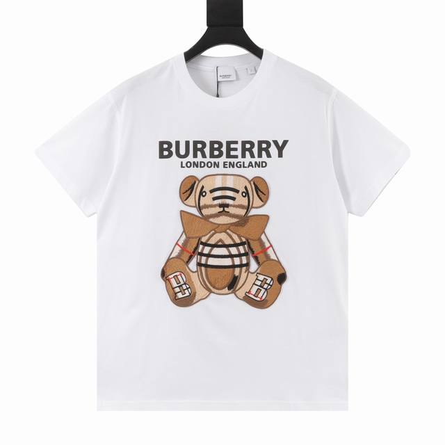 Burberry Bear Patch Embroidered Short-Sleeve Shirt A Fresh And Clean Cotton Coup