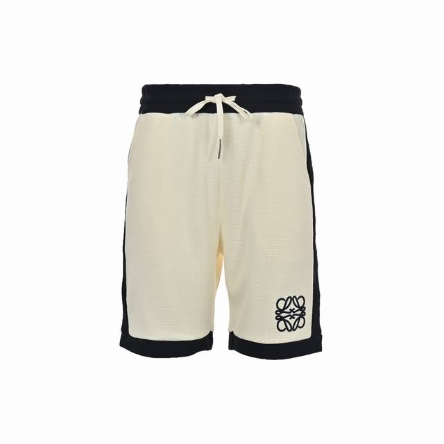 Loewe 23Ss Embroidered Logo Color-Block Waffle-Weave Shorts Made From 400G Waffl