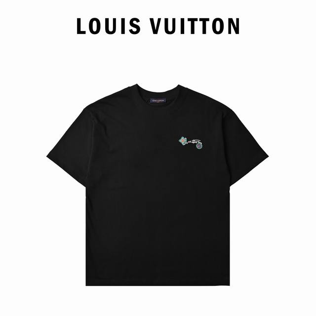 Louis Vuitton 25Ss Floral Letter Embroidered Short-Sleeve T-Shirt Fabric: 280Gsm