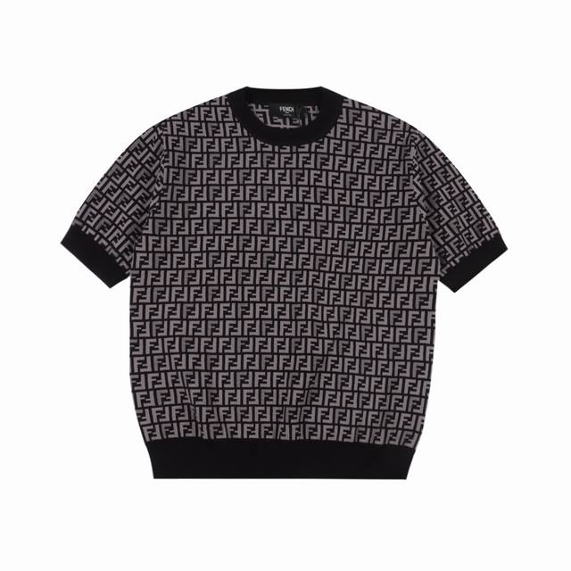 Fendi Fendi Fd Full-Print Ff Jacquard Knit Short-Sleeve T-Shirt Custom-Woven Vis